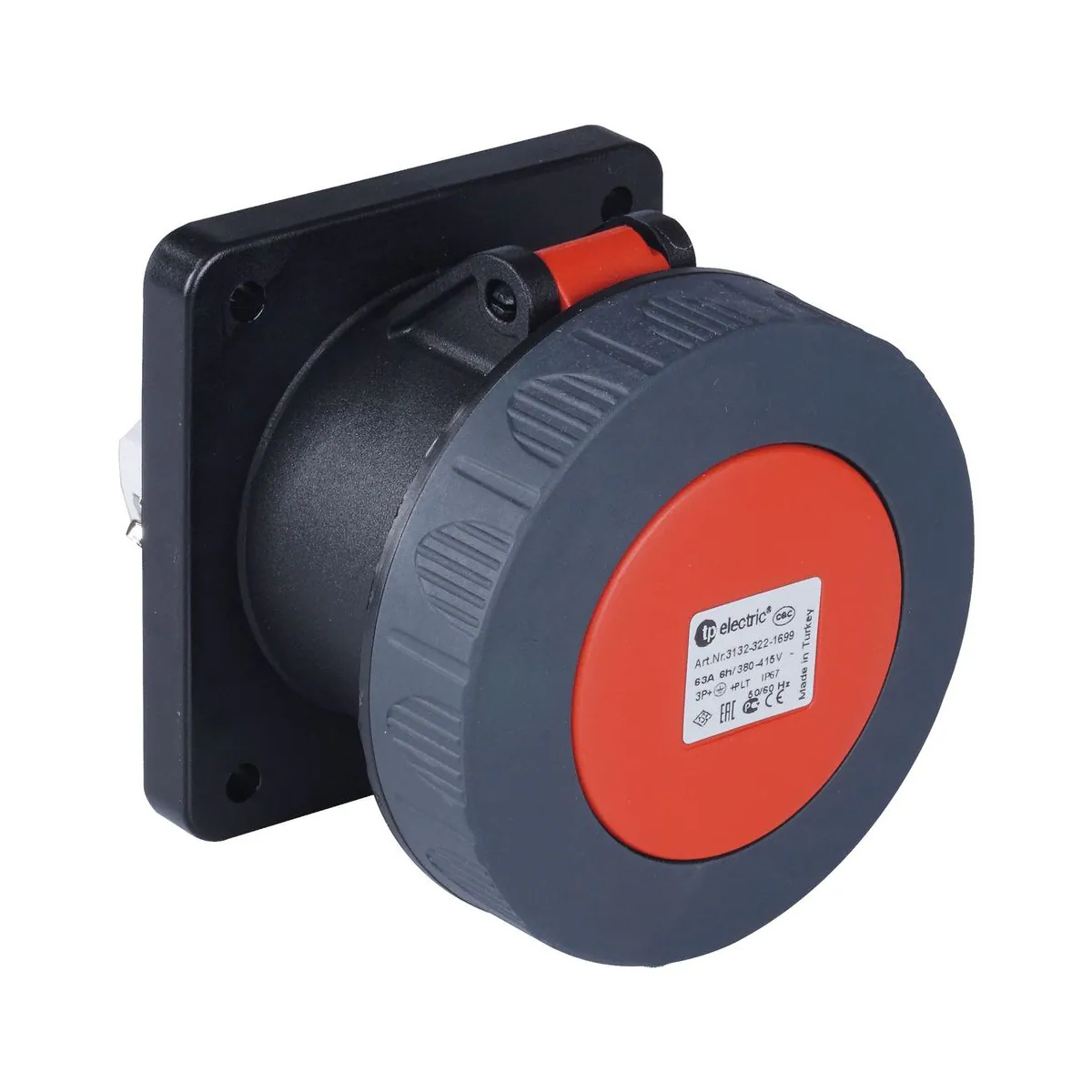 TP Elektrik 3137-322-1600 CEE 4x125A Machine Socket (Straight) (120x120), IP 67, 6h