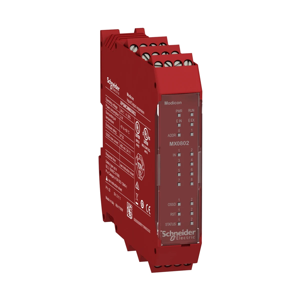 Schneider Electric XPSMCMMX0802 Safety Genişleme Modülü, 8 güvenlik girişi, 2 çift güvenlik çıkışı, 24V DC — üretici ürün görseli