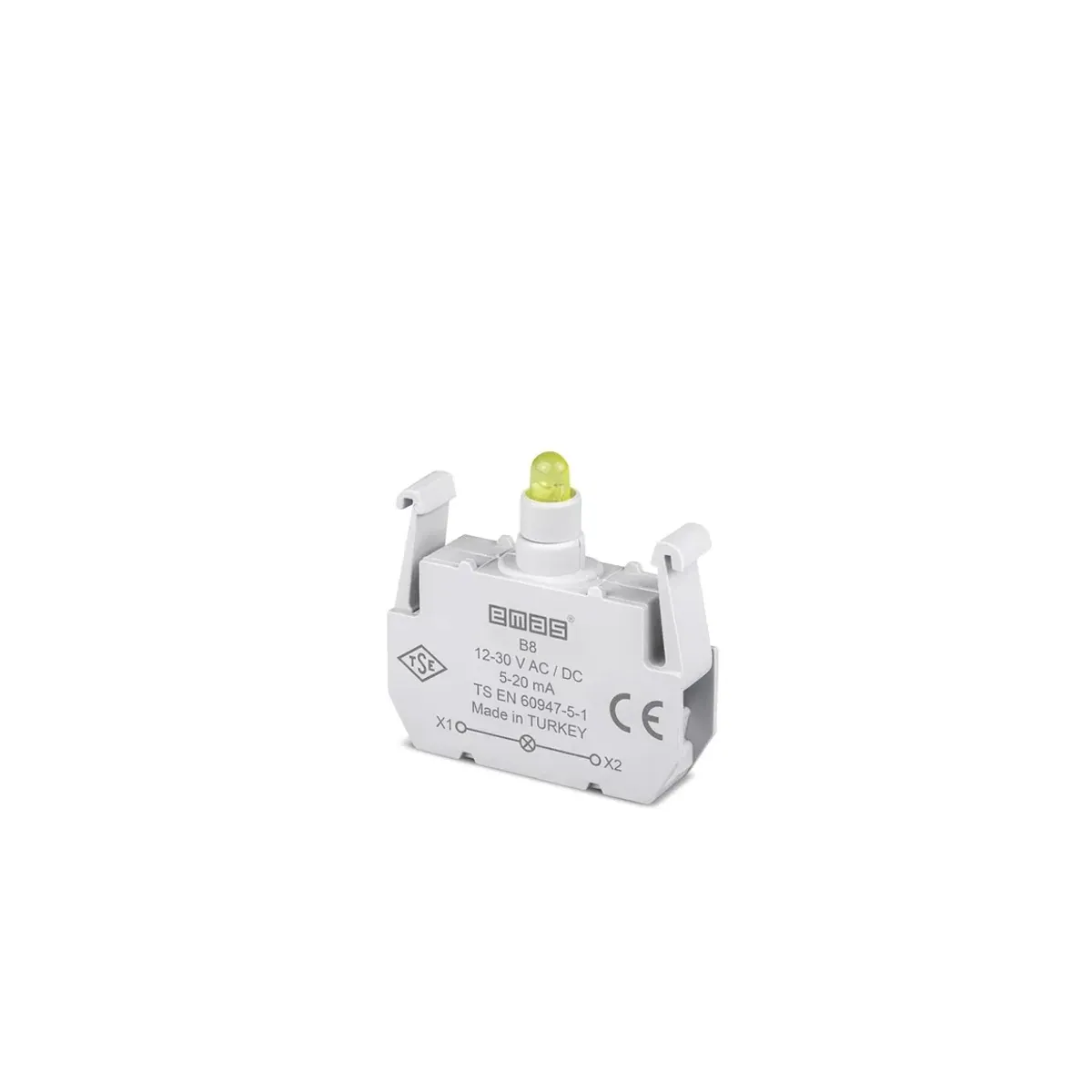 Emas B Serisi Yedek Sarı LED'li 12-30V AC/DC Sinyal Blok B8