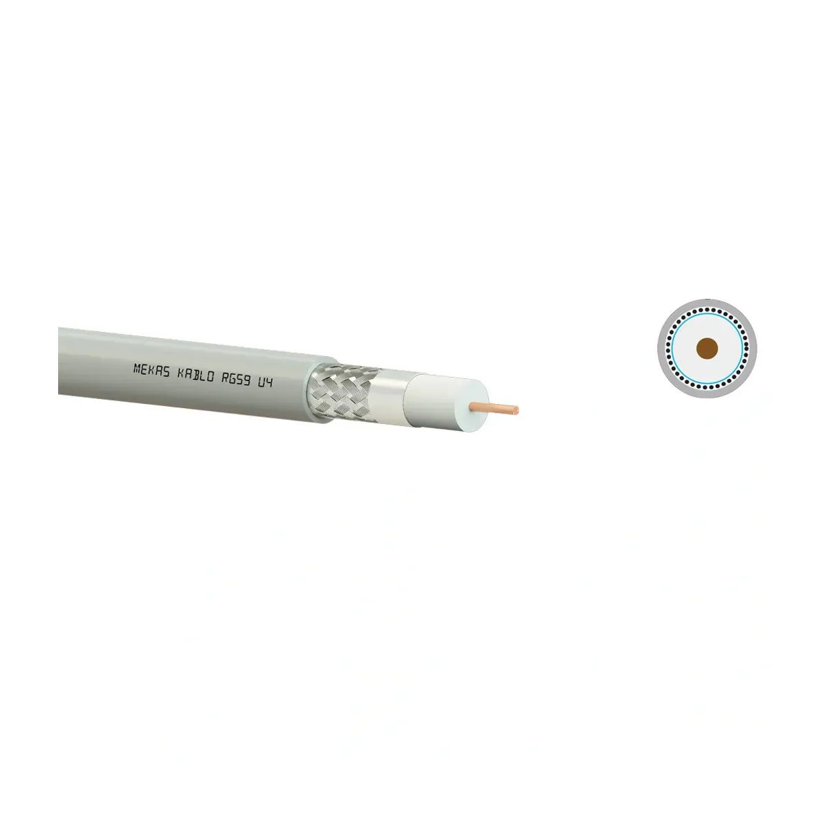 0,80mm Koaksiyel Uydu TV Yayın Kablosu, RG59 U4 - Mekas