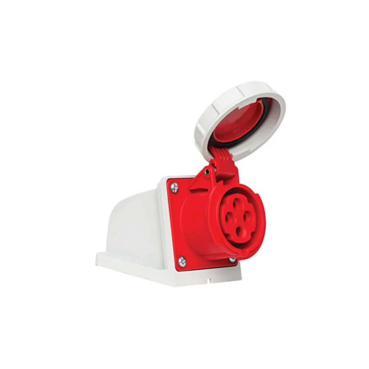 PCE 406606V 4x16A Wall Socket Angled Housing IP67 Screw-Type