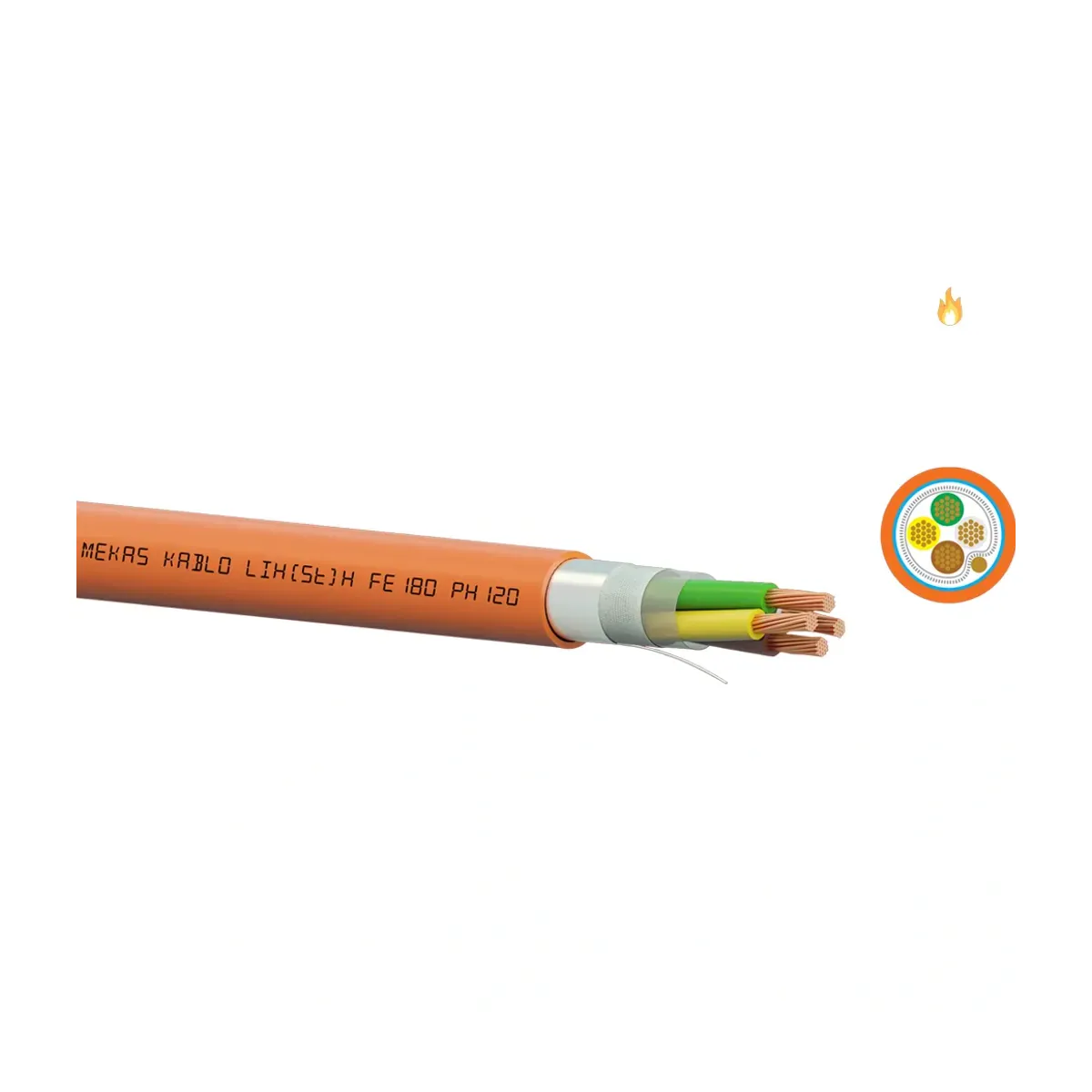 Mekas 3x1.5 mm2 LIH(St)H Halogen Free Shielded Fire-Resistant Signal Cable FE180/PH120