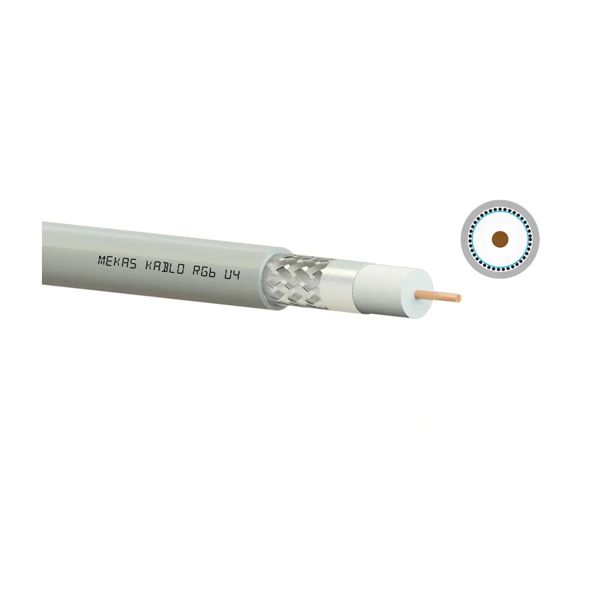 Mekas 1,02 mm RG6 U4 Koaksiyel Uydu Anten TV Kablosu Cu/Al