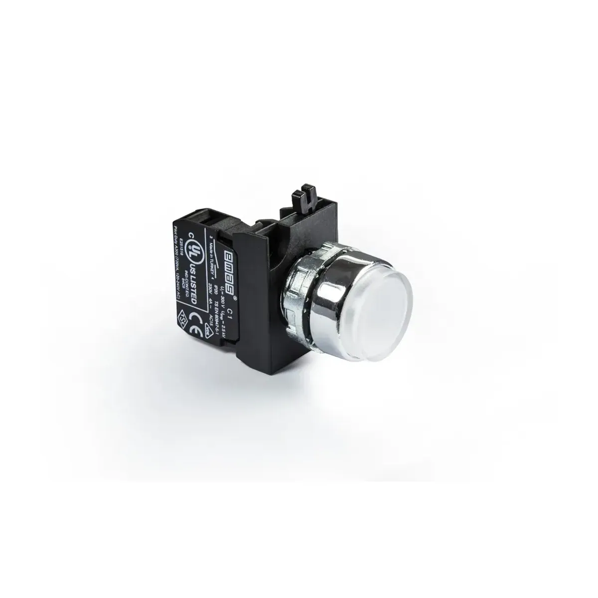 Emas CM Serisi Metal Yaylı Çıkık Tip Beyaz Buton 1NO 22mm IP65