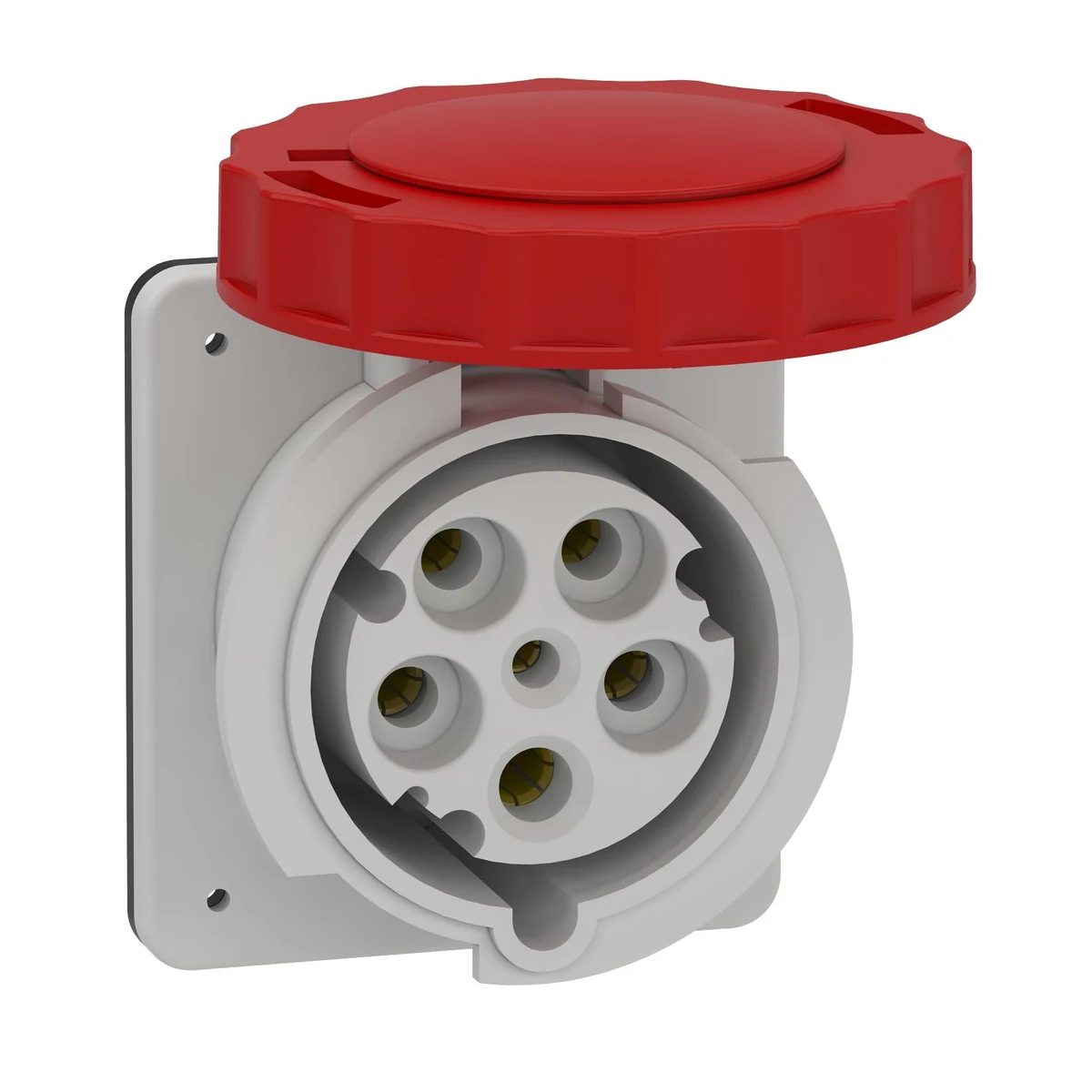 Schneider Electric 81683 5x63A, Three-Phase, 3P+N, IP67, SCREW-TYPE, Straight Machine Socket