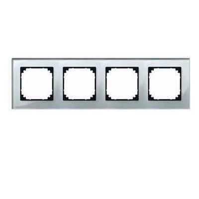 Schneider Electric 489460 Four-Gang Frame, M-Elegance Glass, Silver Diamond