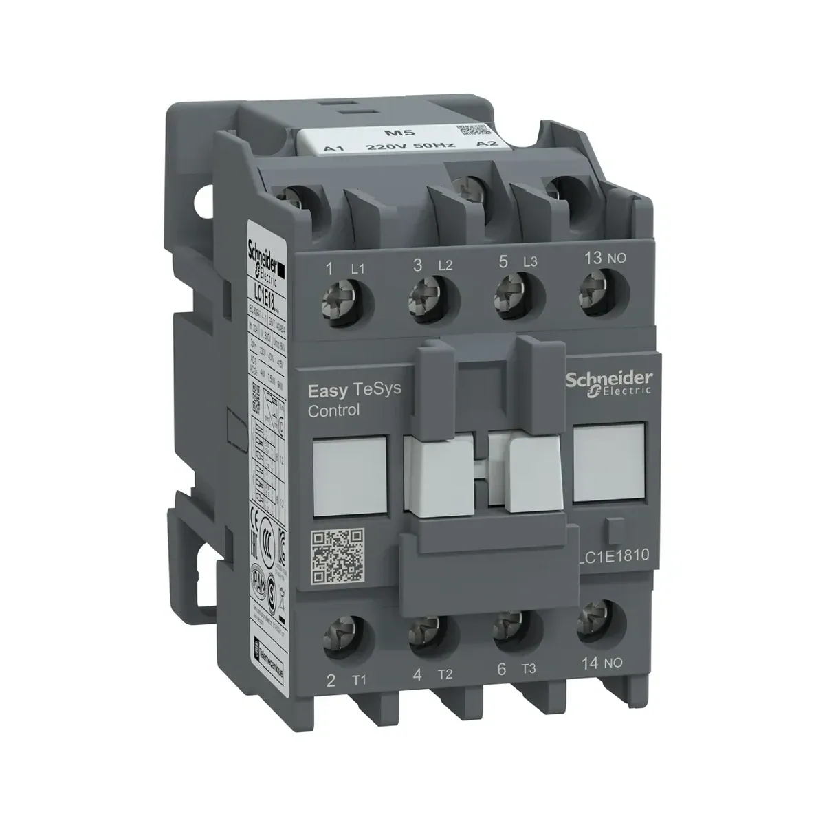 Schneider LC1E1810M5 Easy TeSys Kontaktör 3P(3 NA) AC-3 = 440V 18A 220V AC bobin