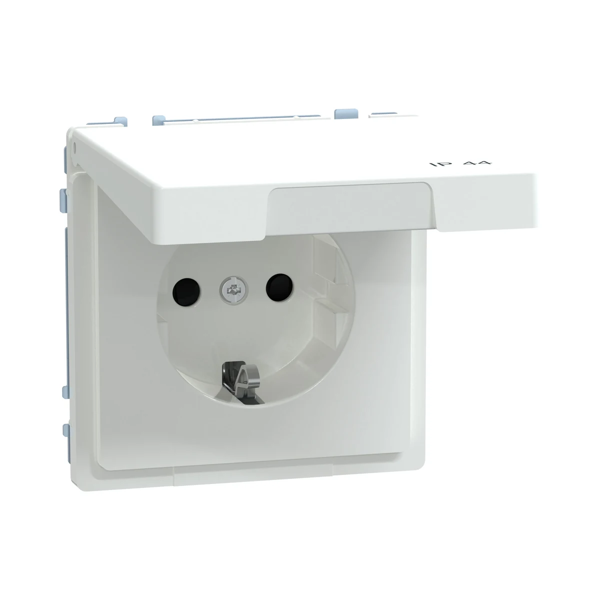 Schneider Electric MEG2310-6035 Merten System-D, Grounded Socket with Cover, Child-Safe, Quick Connection, Lotus White