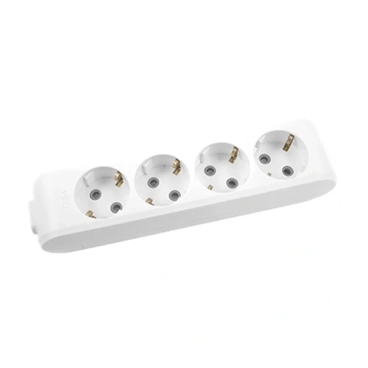 Viko White Four-Gang Grounded Socket without Cable, Child-Safe.