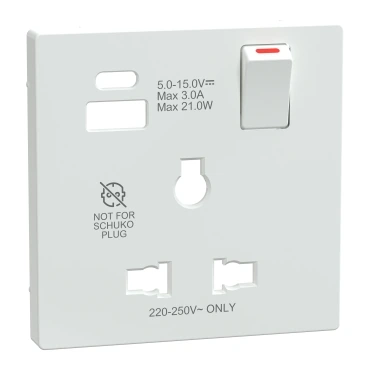 Schneider Electric MTN2175-6035 Merten System-D, Type A+C USB 13A Universal Socket Rocker Cover, Lotus White