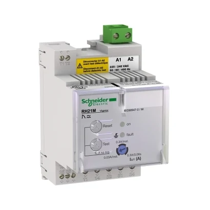 Schneider Electric 56163 RH21M 220/240 V AC 50/60/400 Hz Manual Fault Reset Earth Leakage Relay