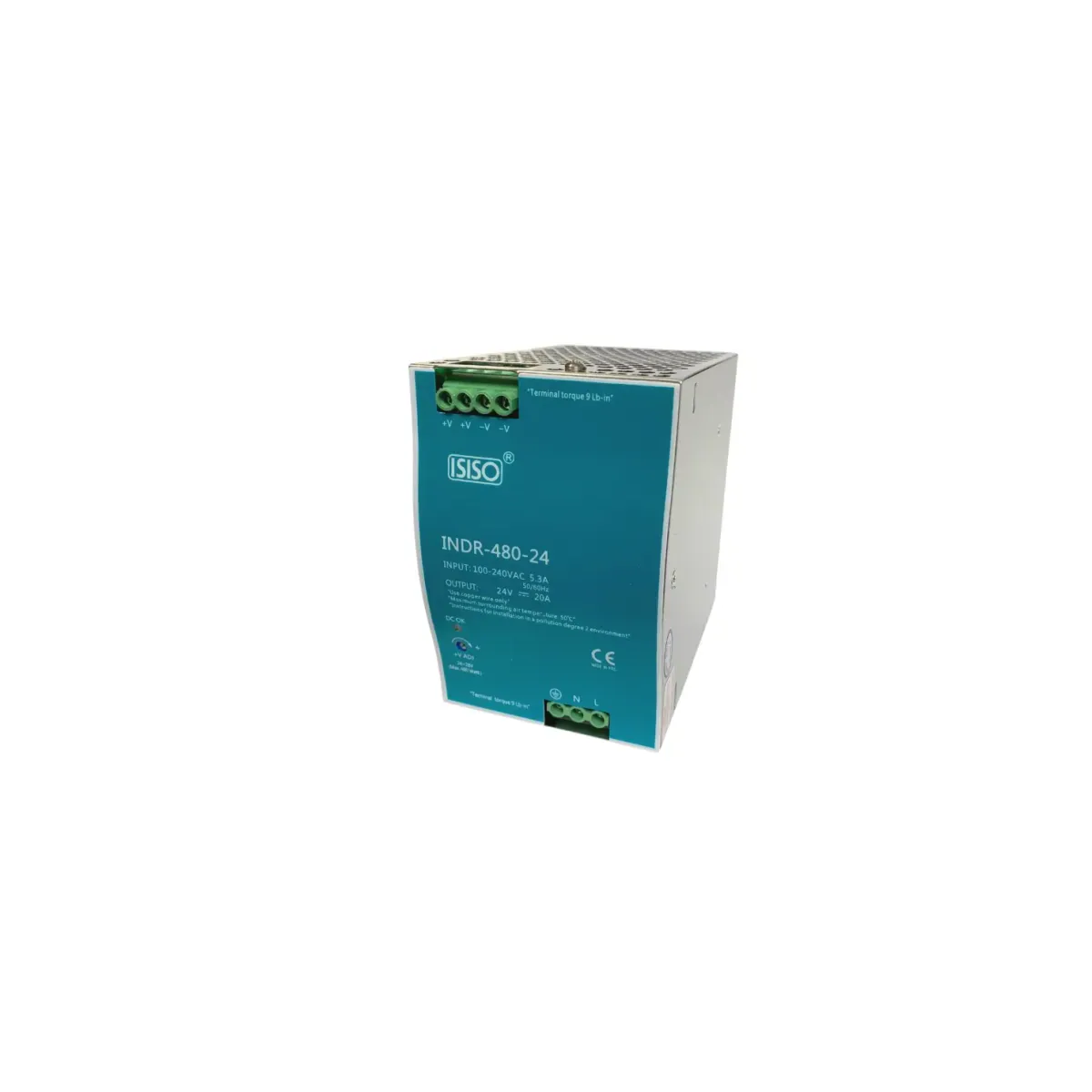 Isıso INDR-480-24 Power Supply, 480 W, 24 V DC, 20 A