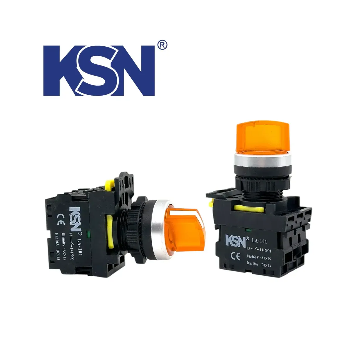 Işıklı Kalıcı I-0-2 Sarı Mandal Buton 2No 220V AC/DC 22mm