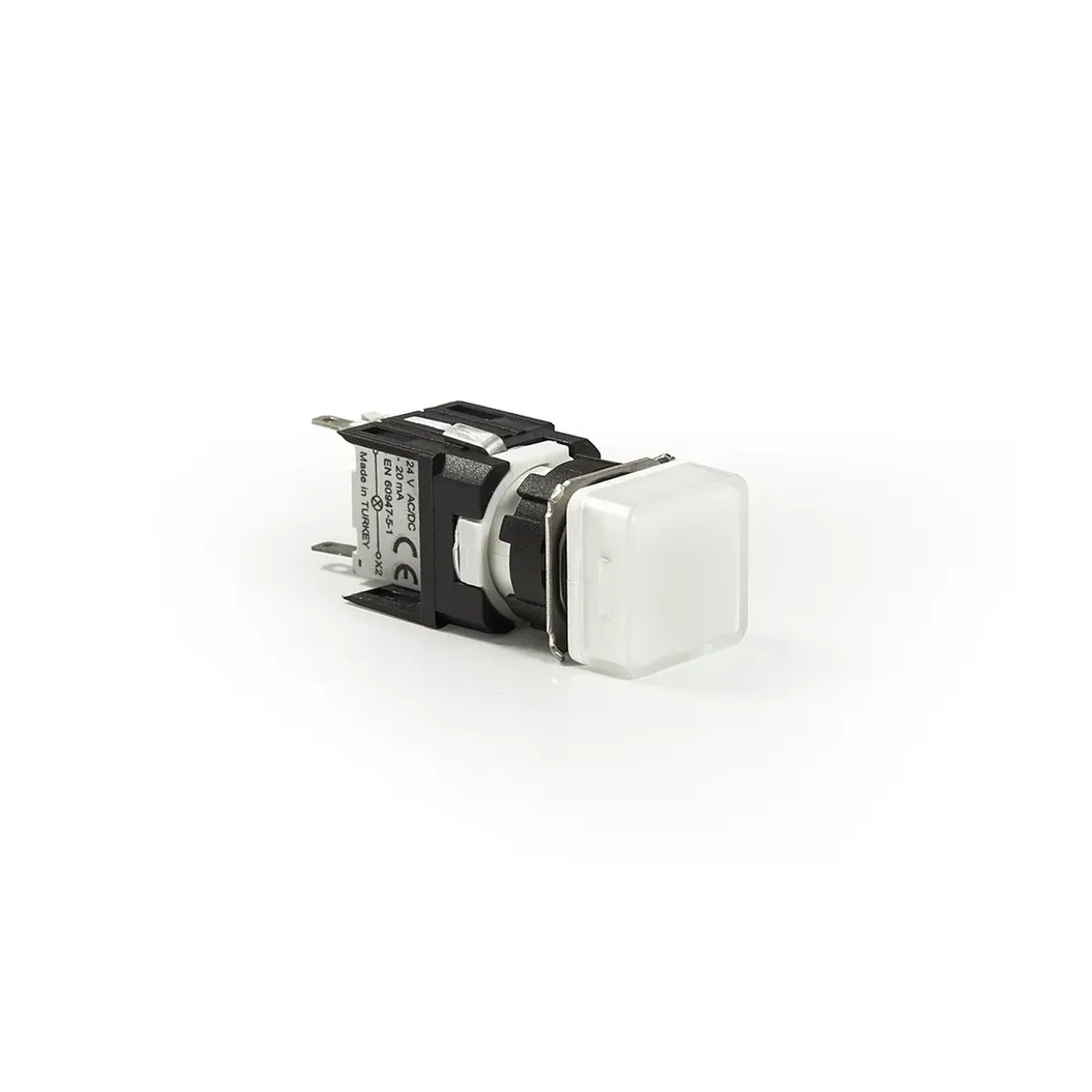 Emas D Serisi Plastik LED'li Kare 12-24V AC/DC Adaptörlü Beyaz 16mm Sinyal Lambası IP50