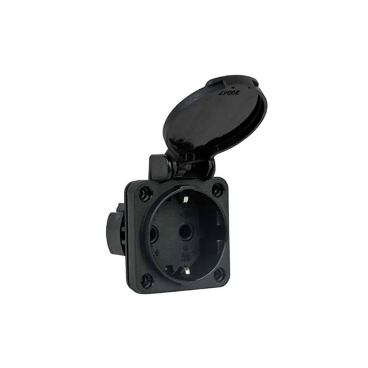 Mete Enerji 404018ST04 1x16A Panel Socket Top Rear Entry Black