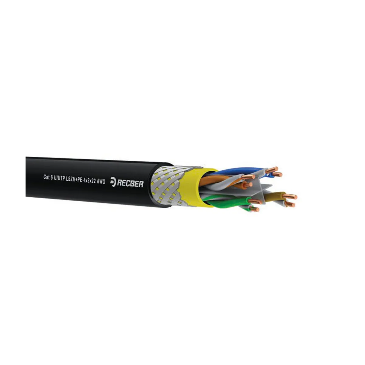 Reçber SL500 U/F22 SWB Category 6A U/FTP LSZH+PE 4x2x22AWG STEEL ARMORED Data Cable RAL 9005 Black Cable