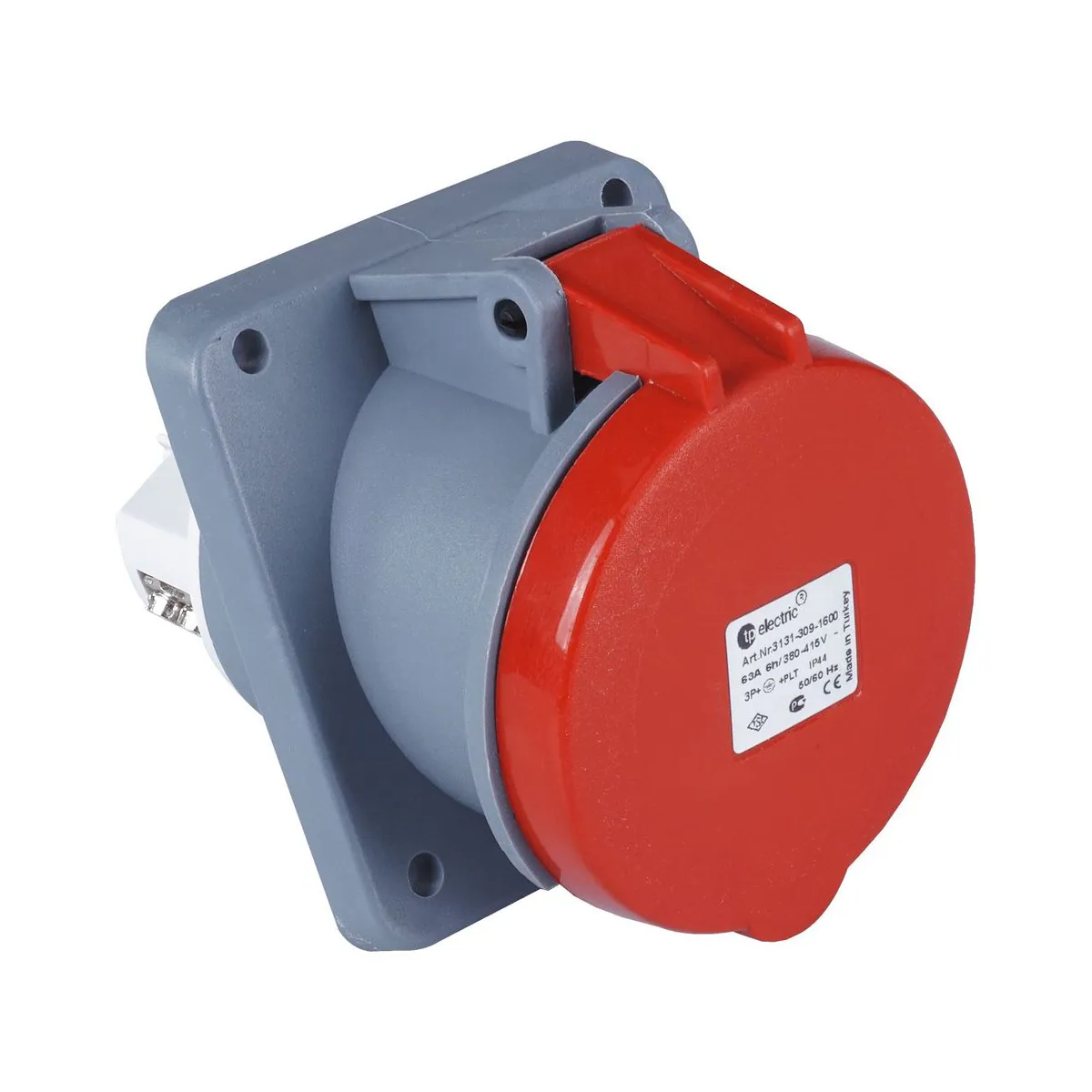 TP Elektrik 3131-309-1600 CEE 4x63A Makine Prizi (eğik) (100x107), IP 44, 6h