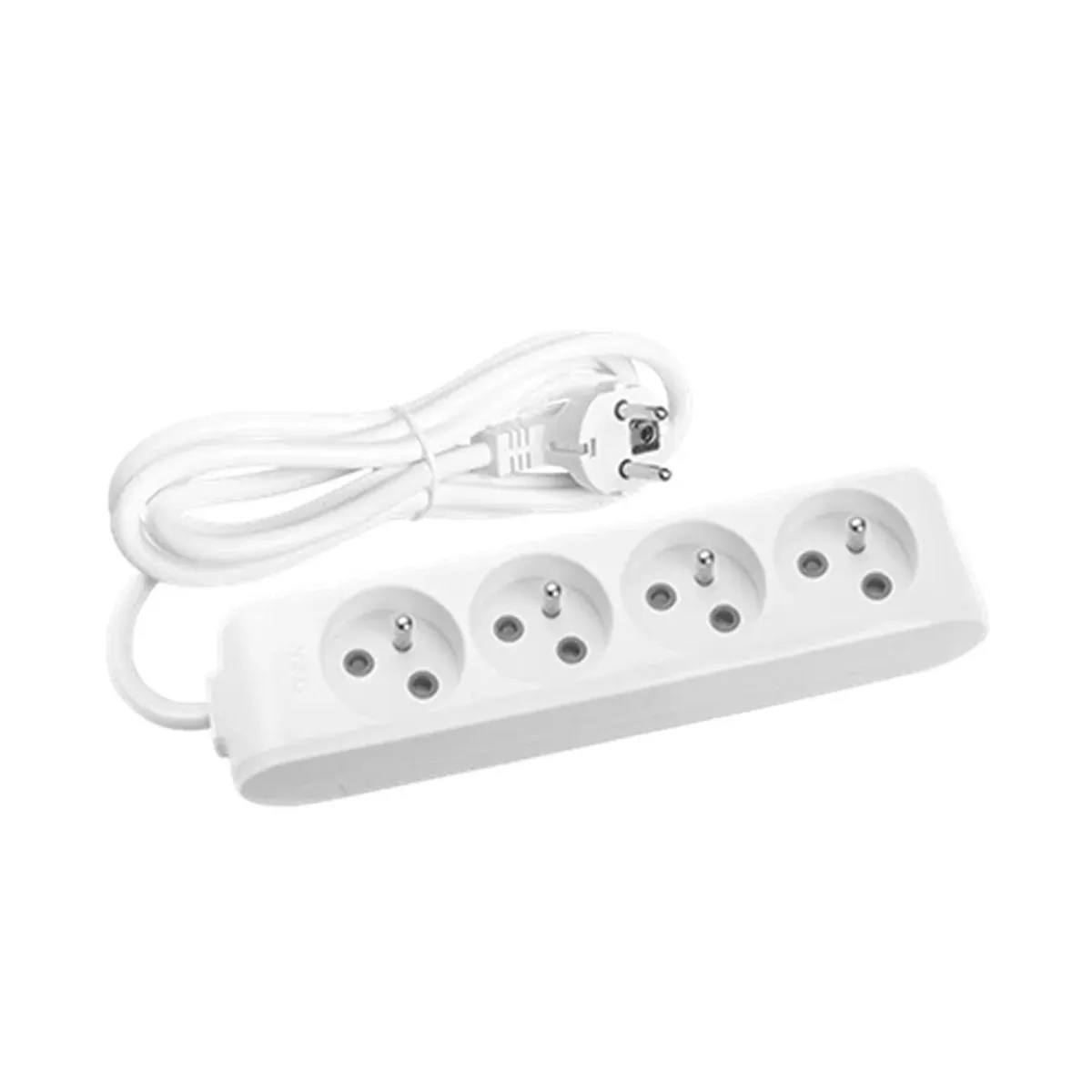 Viko White Four-Outlet UPS Grounded Power Strip with Cable - 2 Meters