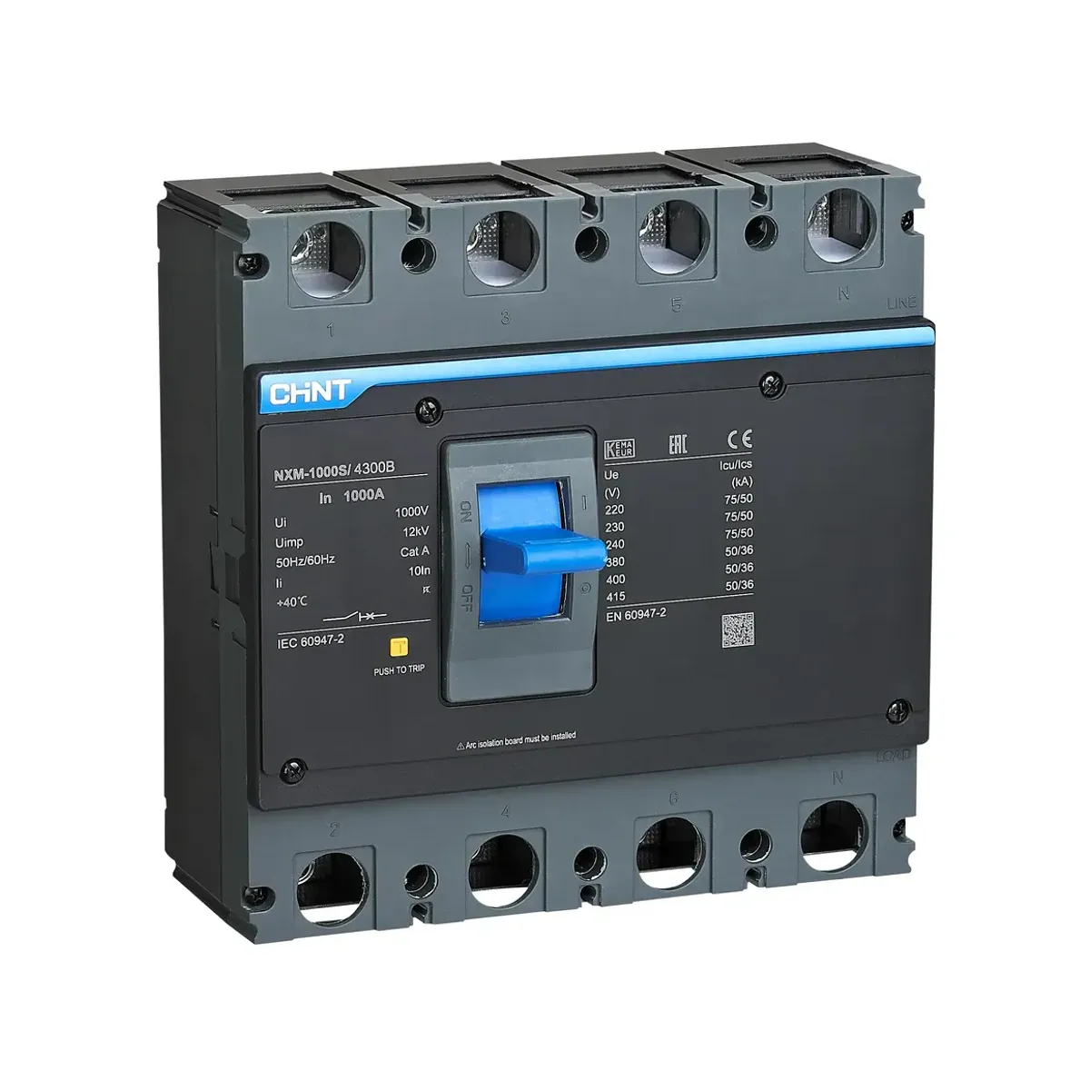 Chint NXM Series 4-Pole 1600A Fixed Thermal-Magnetic 50kA Molded Case Circuit Breaker NXM-1600S/4300B