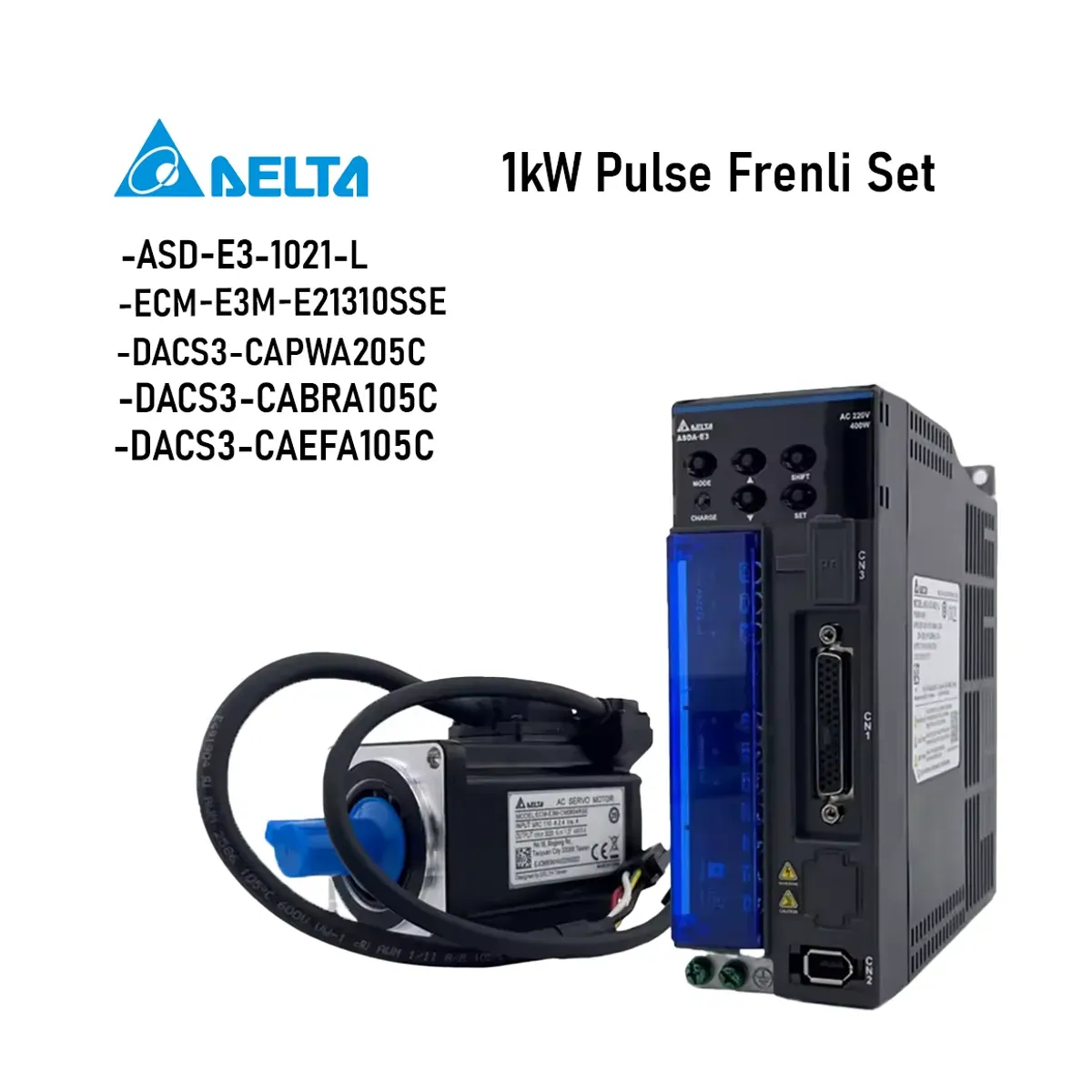 Delta ASDA-E3 Serisi 1kW Pulse Frenli Set
