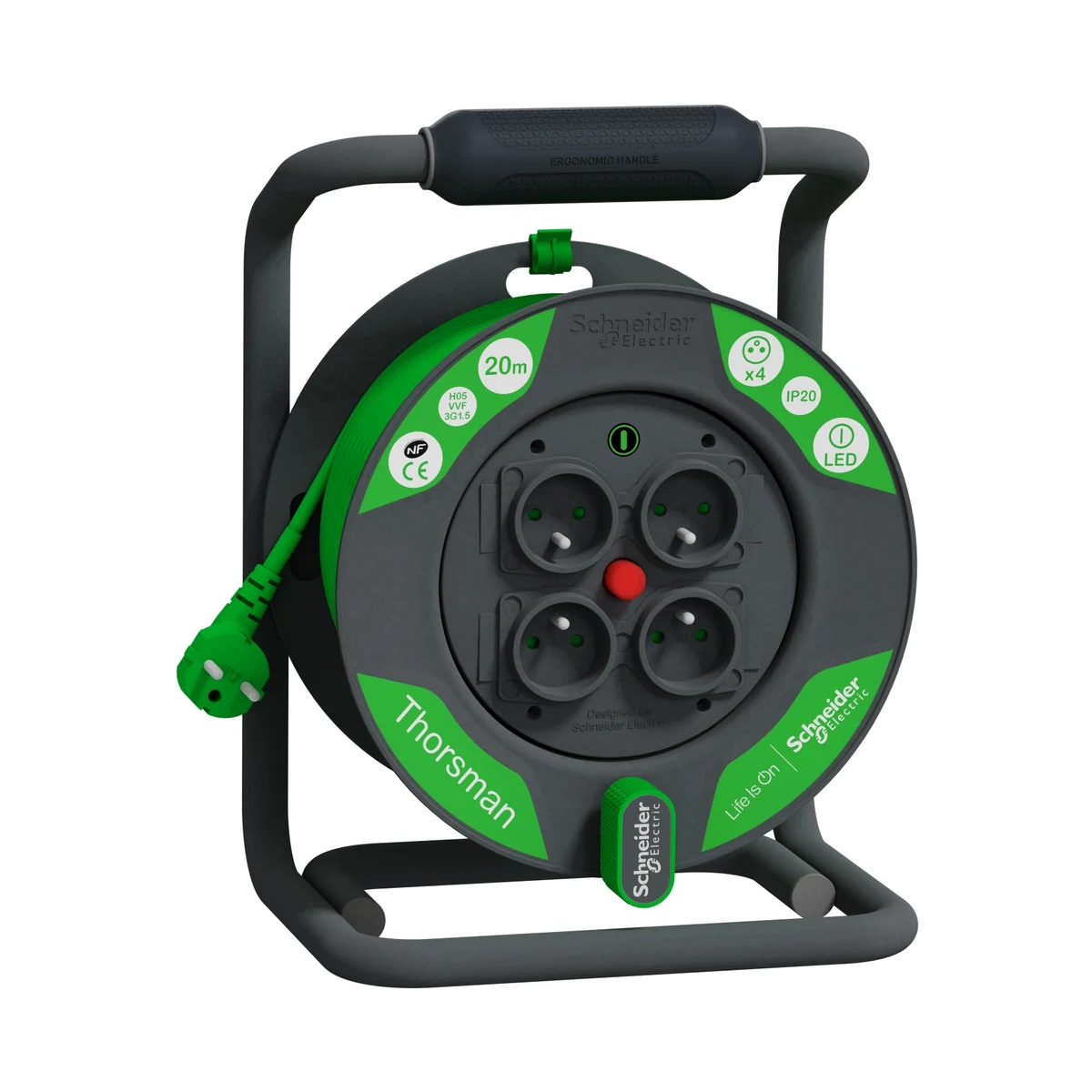 Schneider Electric IMT33142 Kablo Makarası Klasik, IP20, HO5VVF 3G1.5 20mt kablolu, topraksız — üretici ürün görseli