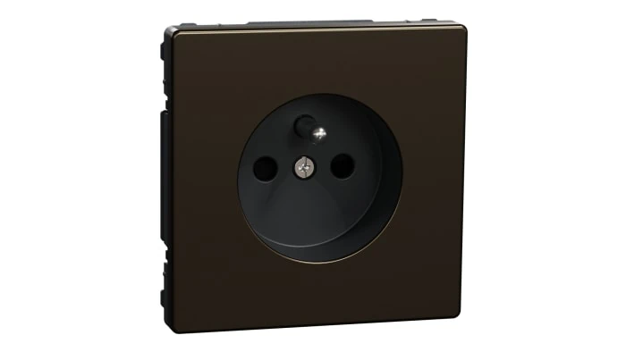 Schneider Electric MTN2500-6052 Socket-outlet , pin earth, shut., screwl. term., mocca, glossy, System Design