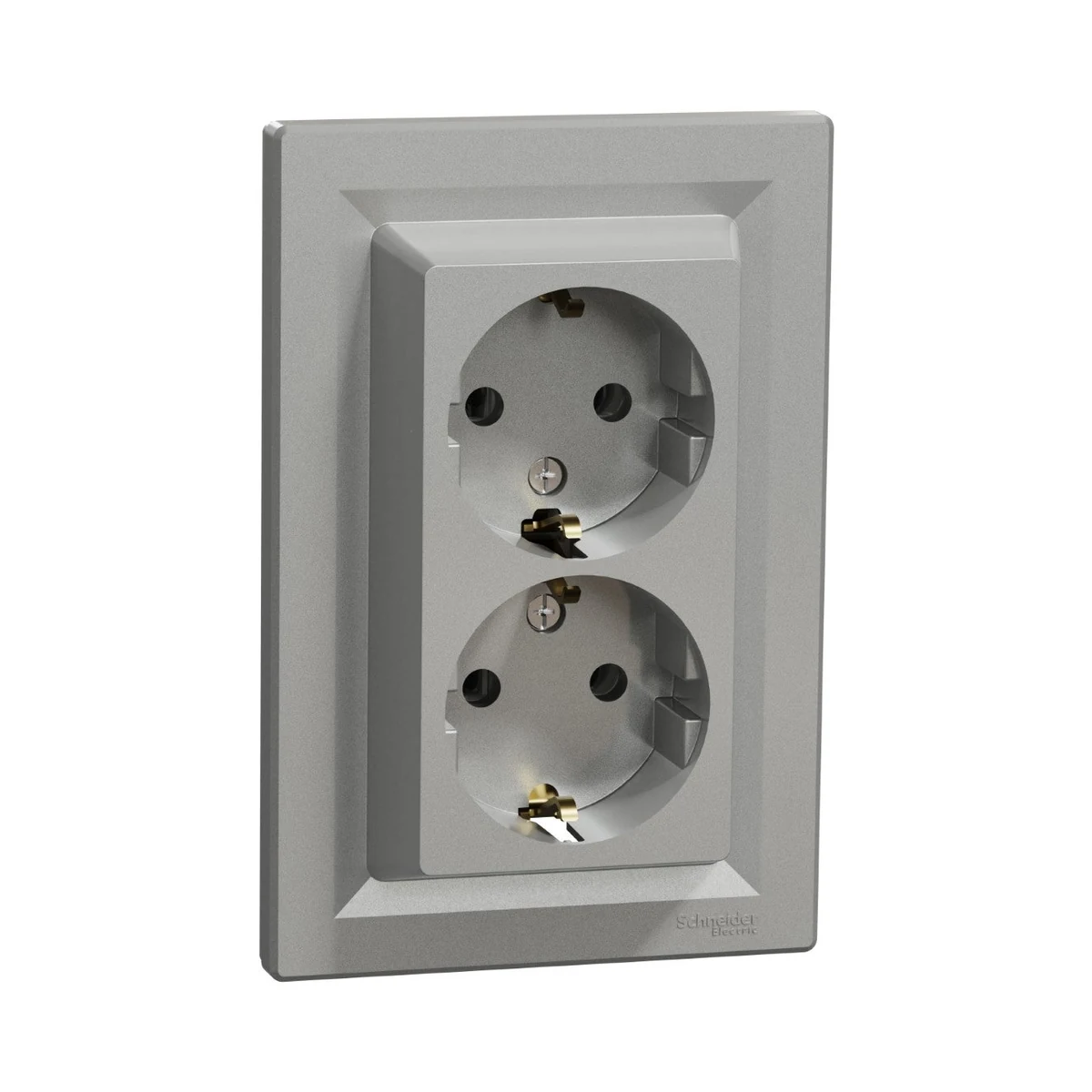 Schneider Electric EPH9900161 Asfora Double Grounded Socket Aluminum