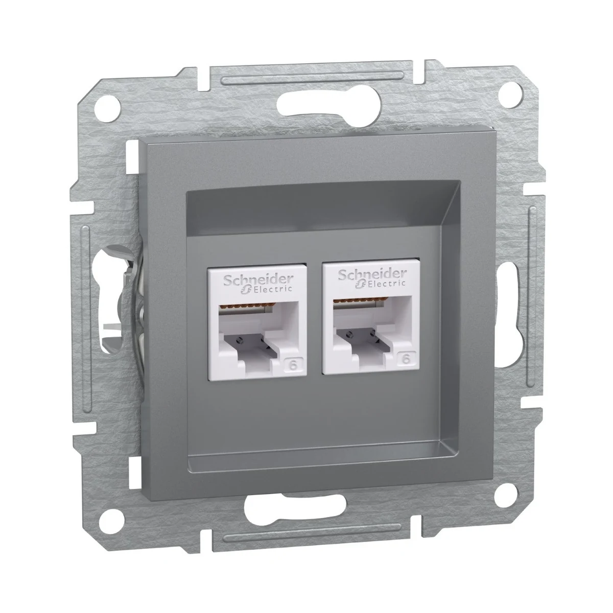 Schneider Electric EPH4800162 Asfora 2*RJ45 CAT.6 UTP Çelik — üretici ürün görseli