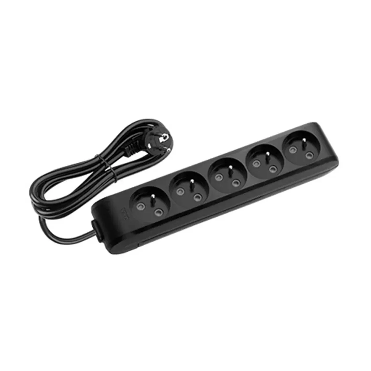 Viko Black Five-Way UPS Grounded Socket with Cable, Child-Protected - 2 Meter