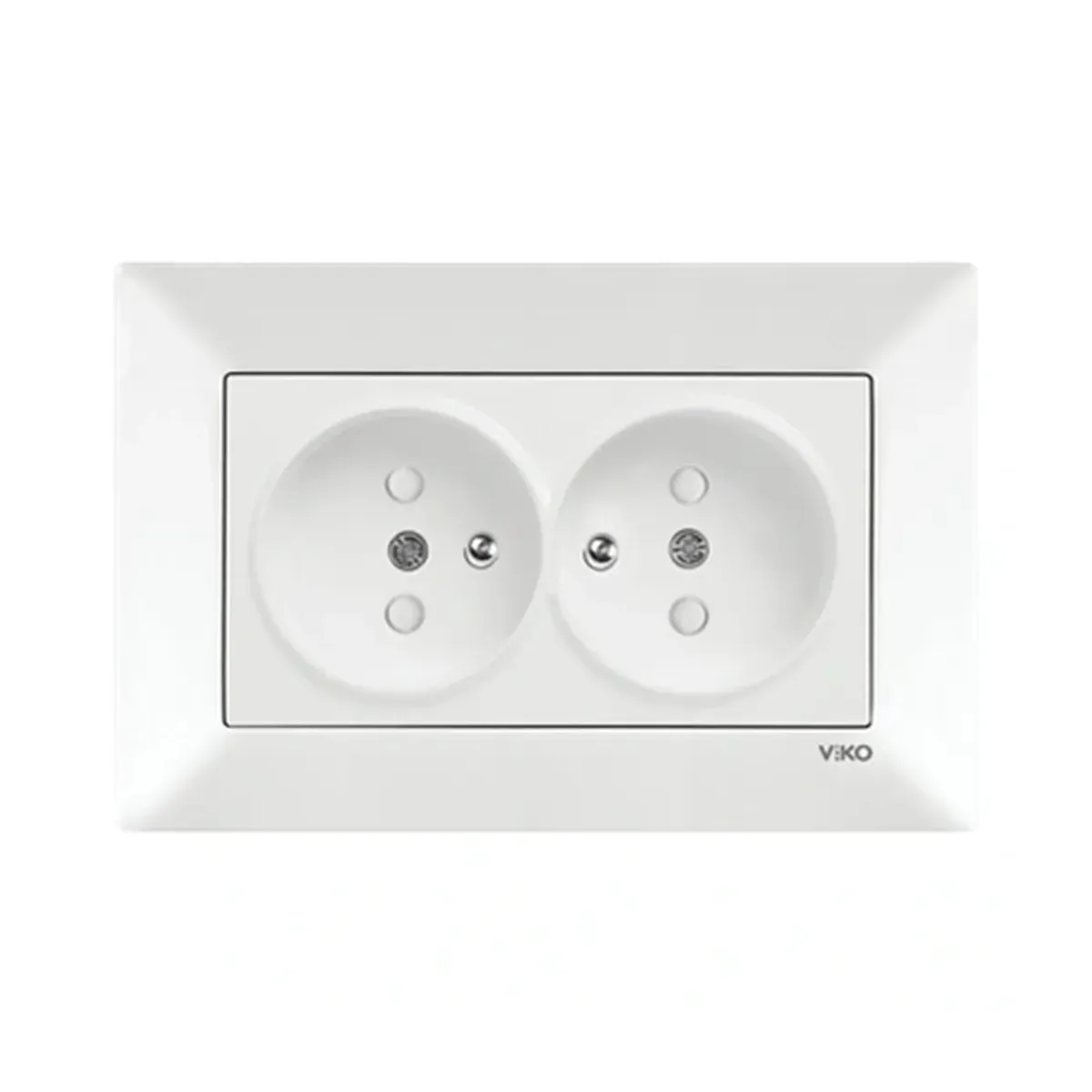Viko Karre Meridian White Double UPS Grounded Socket, Child-Protected