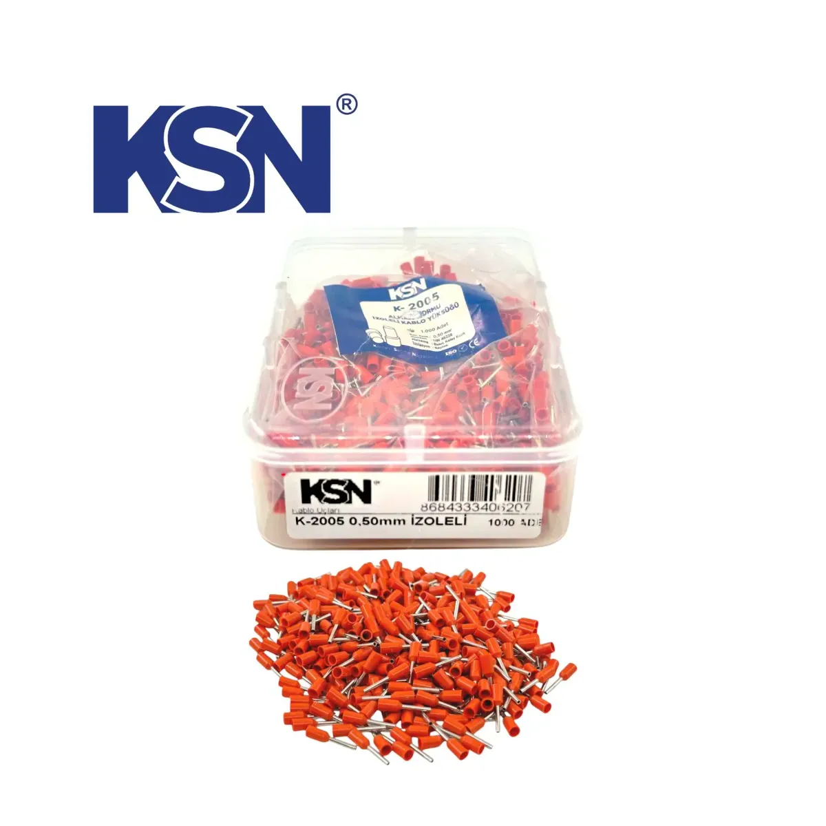 0.50 mm2 Insulated Orange Ferrule German Standard KSN-İY-0018 (1000 pcs/Box)