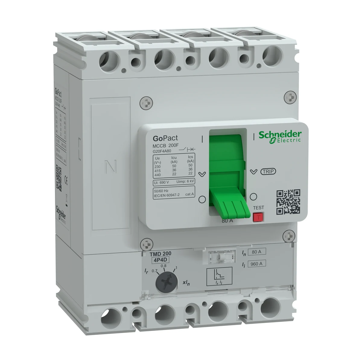 Schneider Electric G20F4A80 GOMCCB 200F 4P4D 80A Ayarlanabilir — üretici ürün görseli