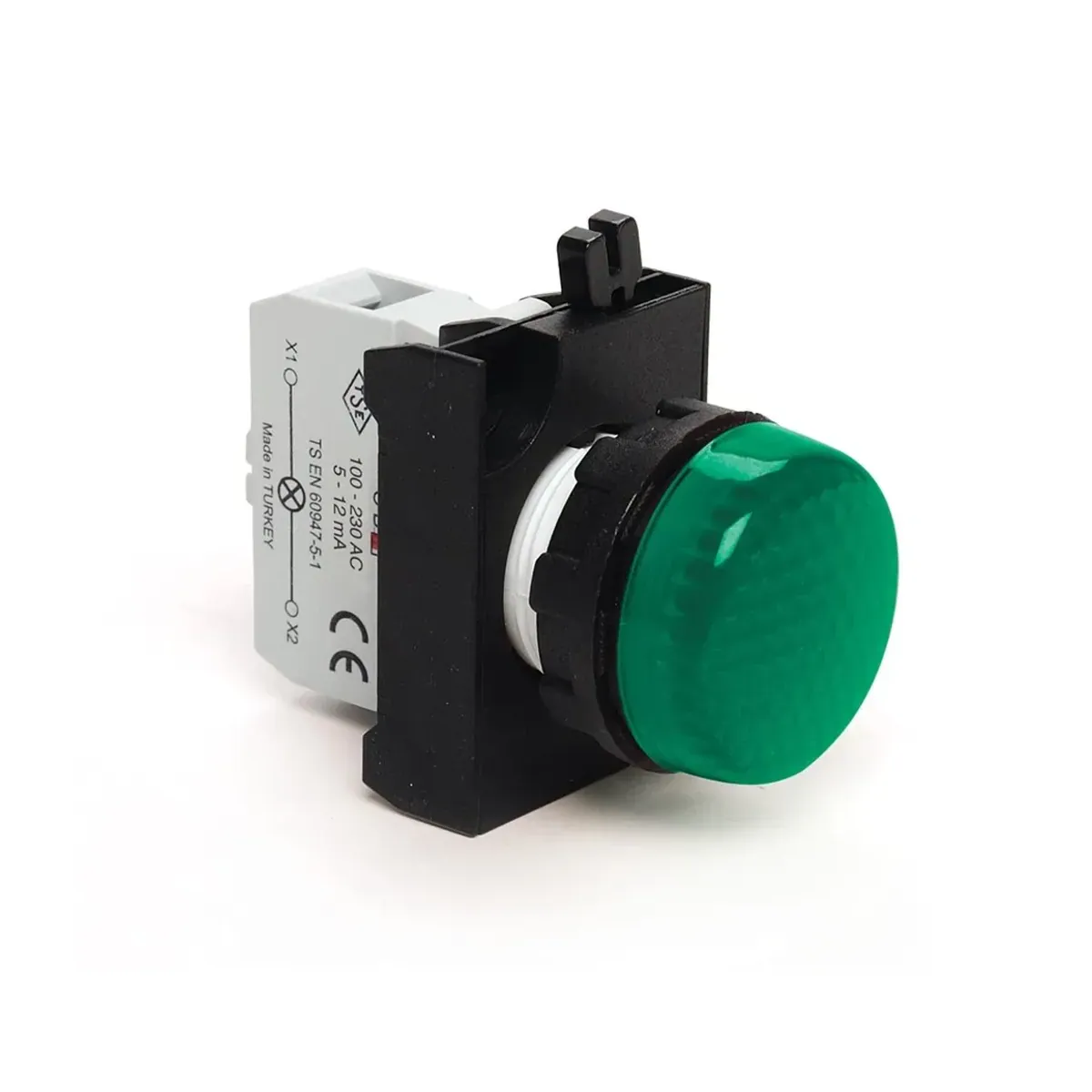 Emas CP Serisi Plastik Kontak Bloklu LED Yeşil 100-230V AC 22mm Sinyal Lambası IP50