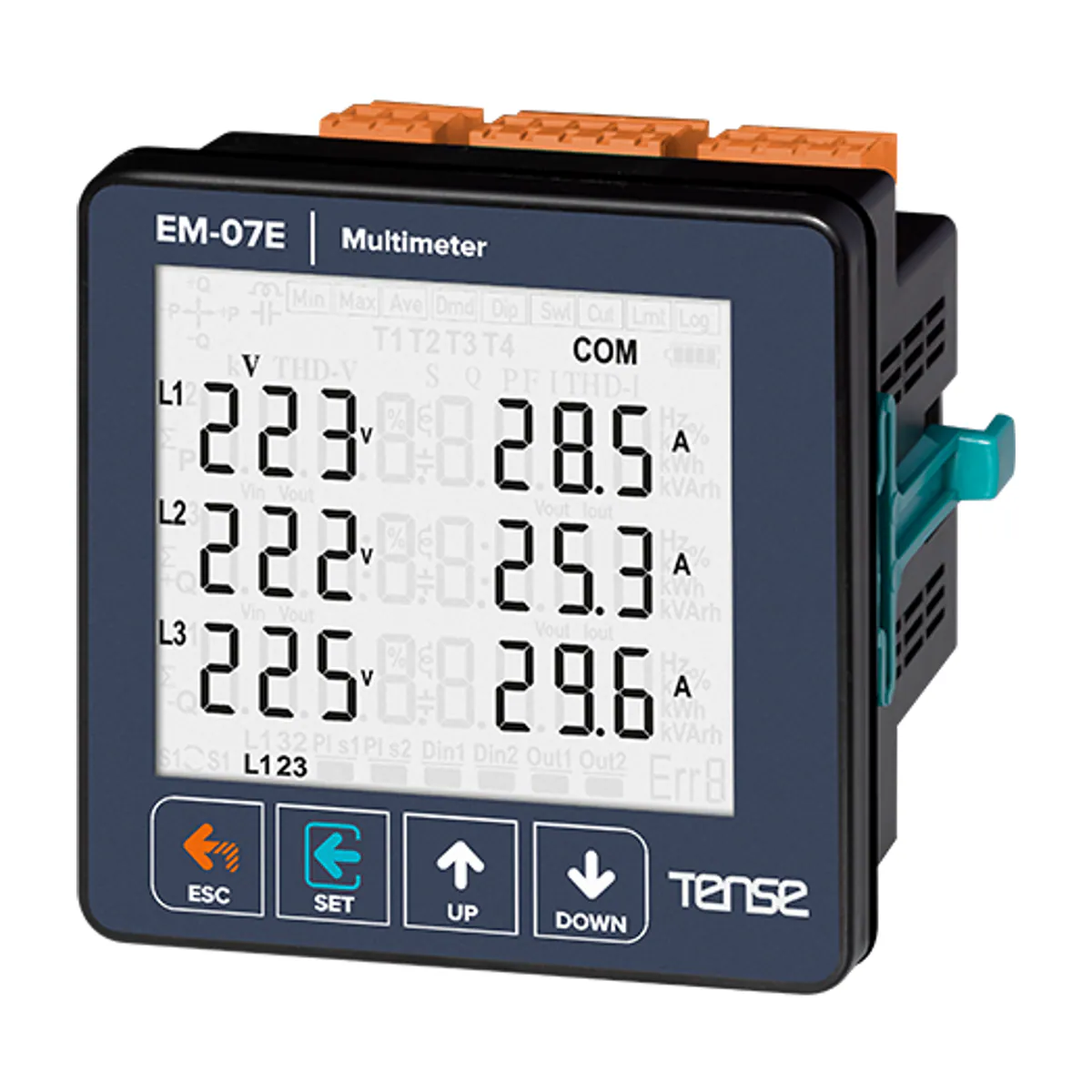 Tense EM-07E Multimeter, 96 x 96 mm panel-mount
