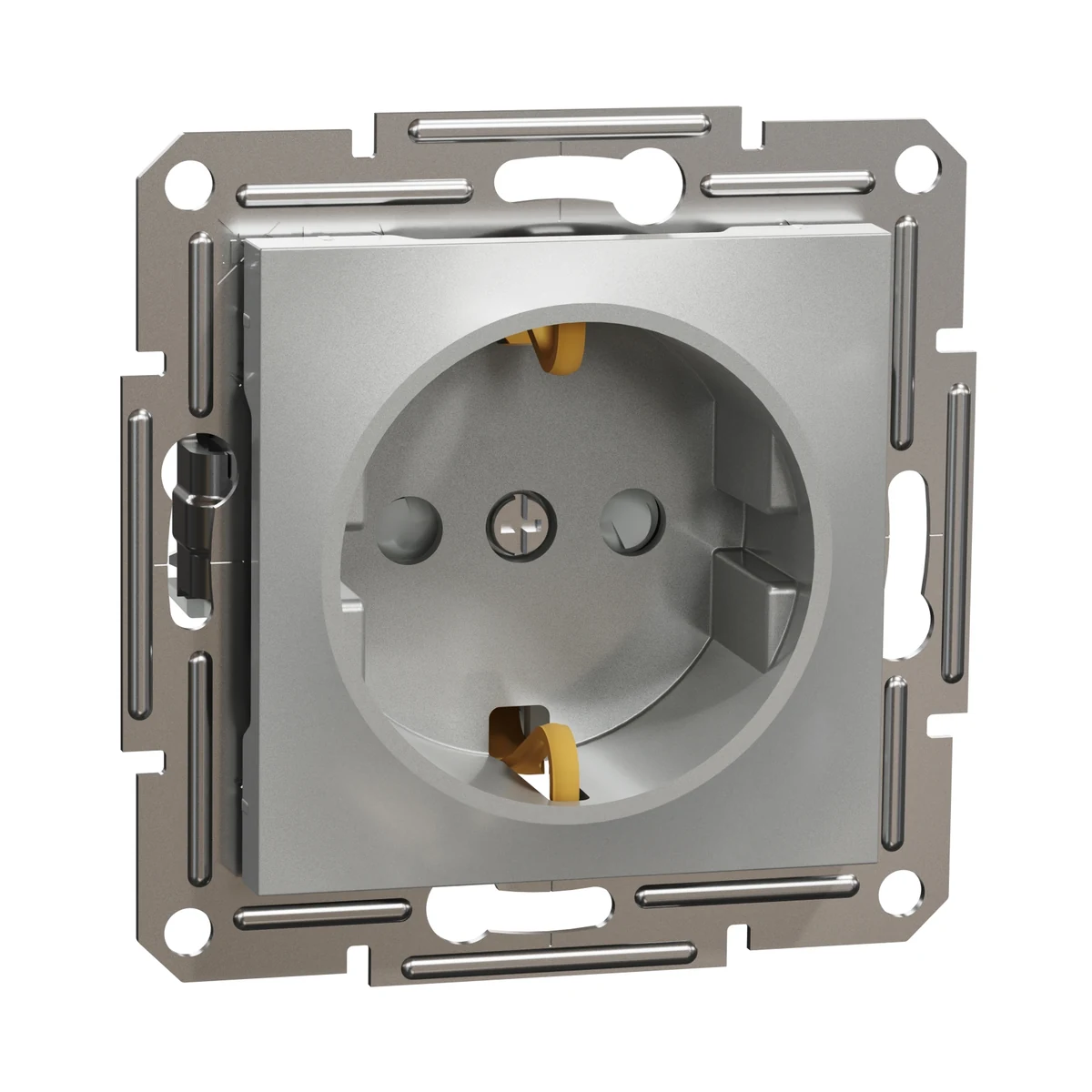 Schneider Electric EPH2900261 Asfora Child-Protected Grounded Socket Aluminum