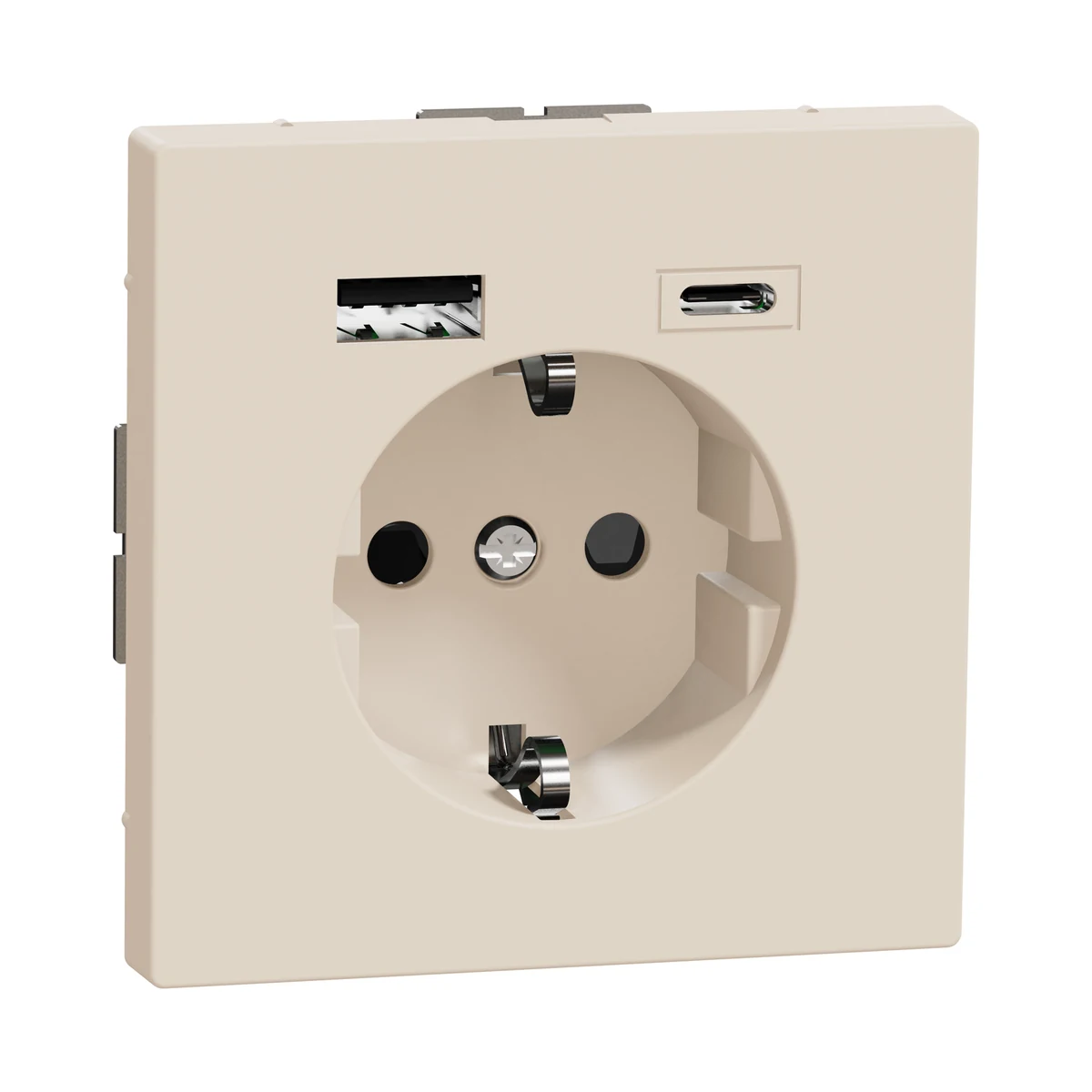 Schneider Electric MEG2367-6033 Merten System-D, Type A+C Grounded Socket with 3A USB, Sahara
