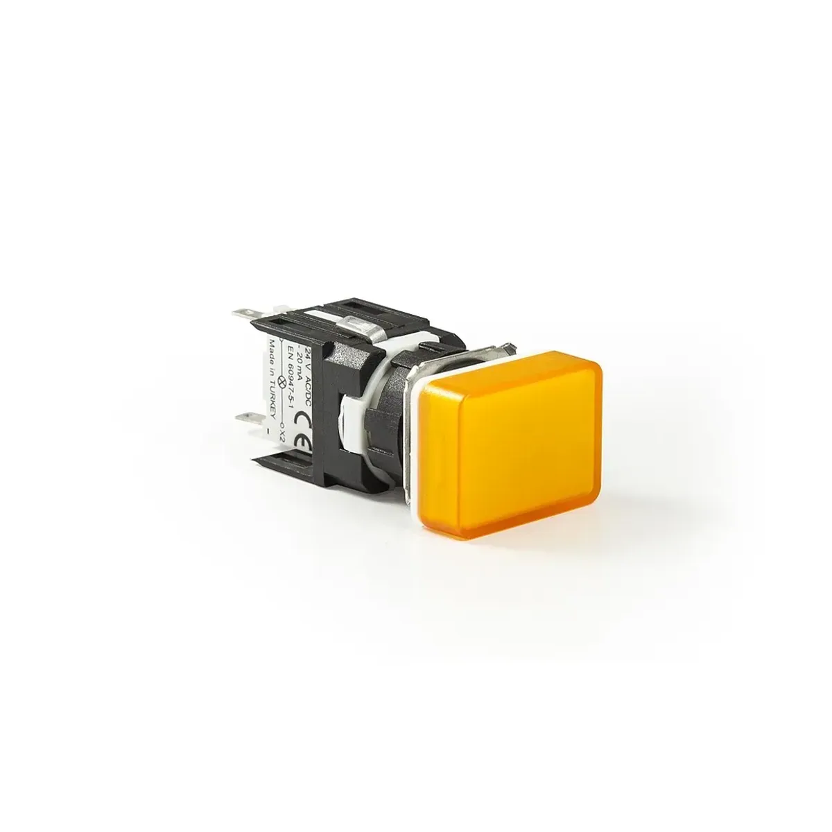 Emas D Series Plastic LED Rectangular 12-24V AC/DC with Adapter Yellow 16mm Pilot Light IP50