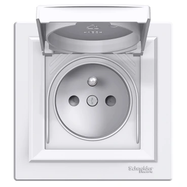 Schneider Electric EPH2800621 Asfora IP44 UPS Socket with Cover - WHITE