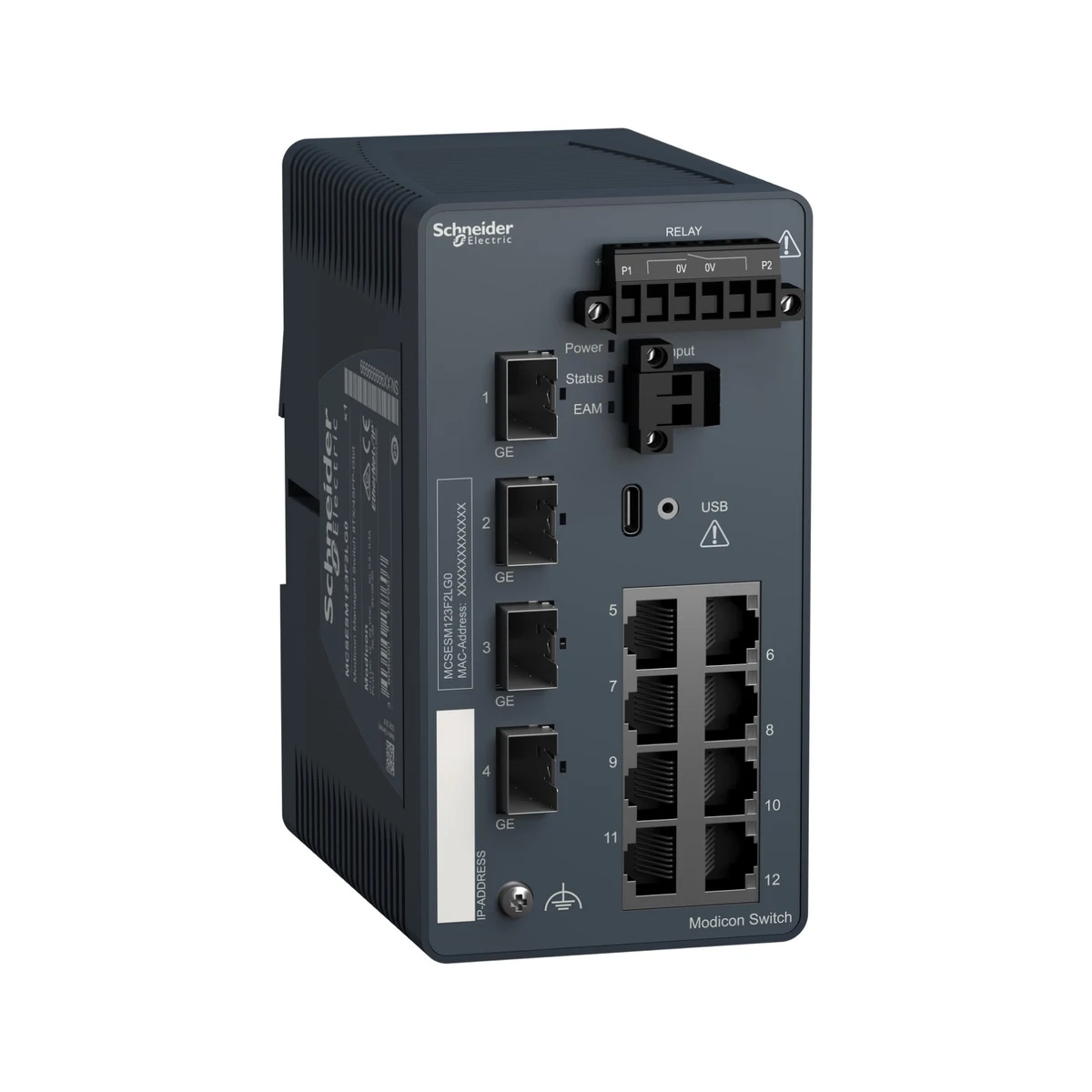 Schneider Electric MCSESM123F2LG0 Modicon Managed Switch 8TX/4SFP-Gbit