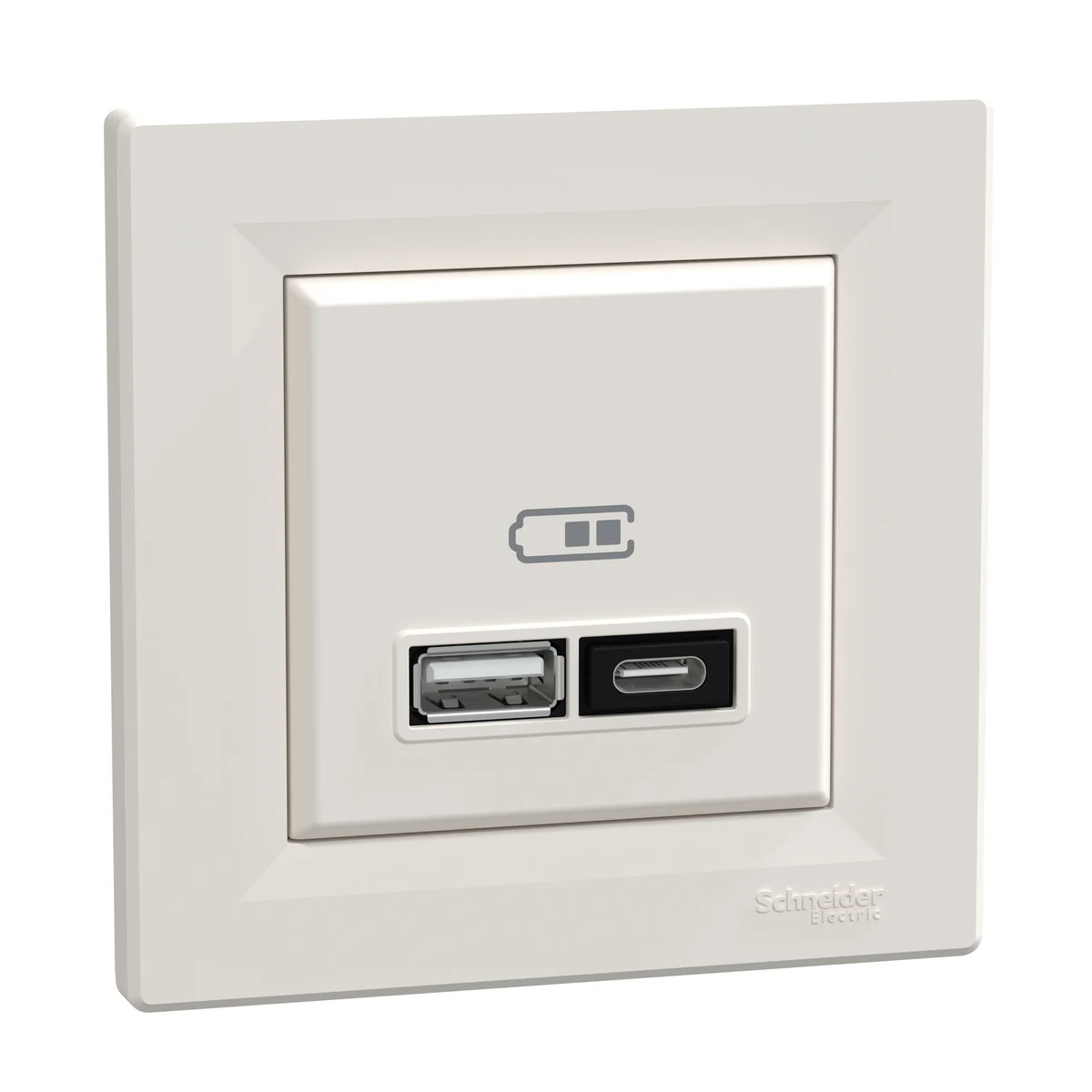 Schneider Electric EPH2700523 USB Socket, 21W, dual, Type A+C, cream