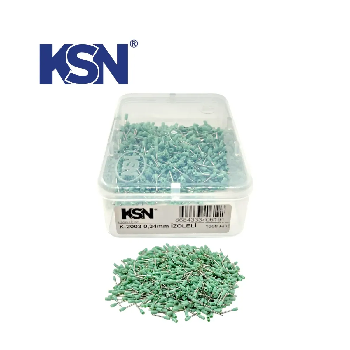 0.34 mm2 Insulated Turquoise Ferrule German Standard KSN-İY-0017 (1000 pcs/Box)