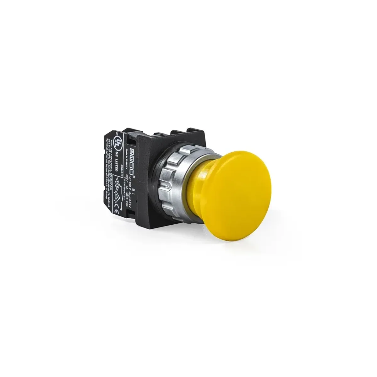 Emas H Serisi Plastik Mantar Yaylı Tip Sarı Buton 1NO 30mm IP50