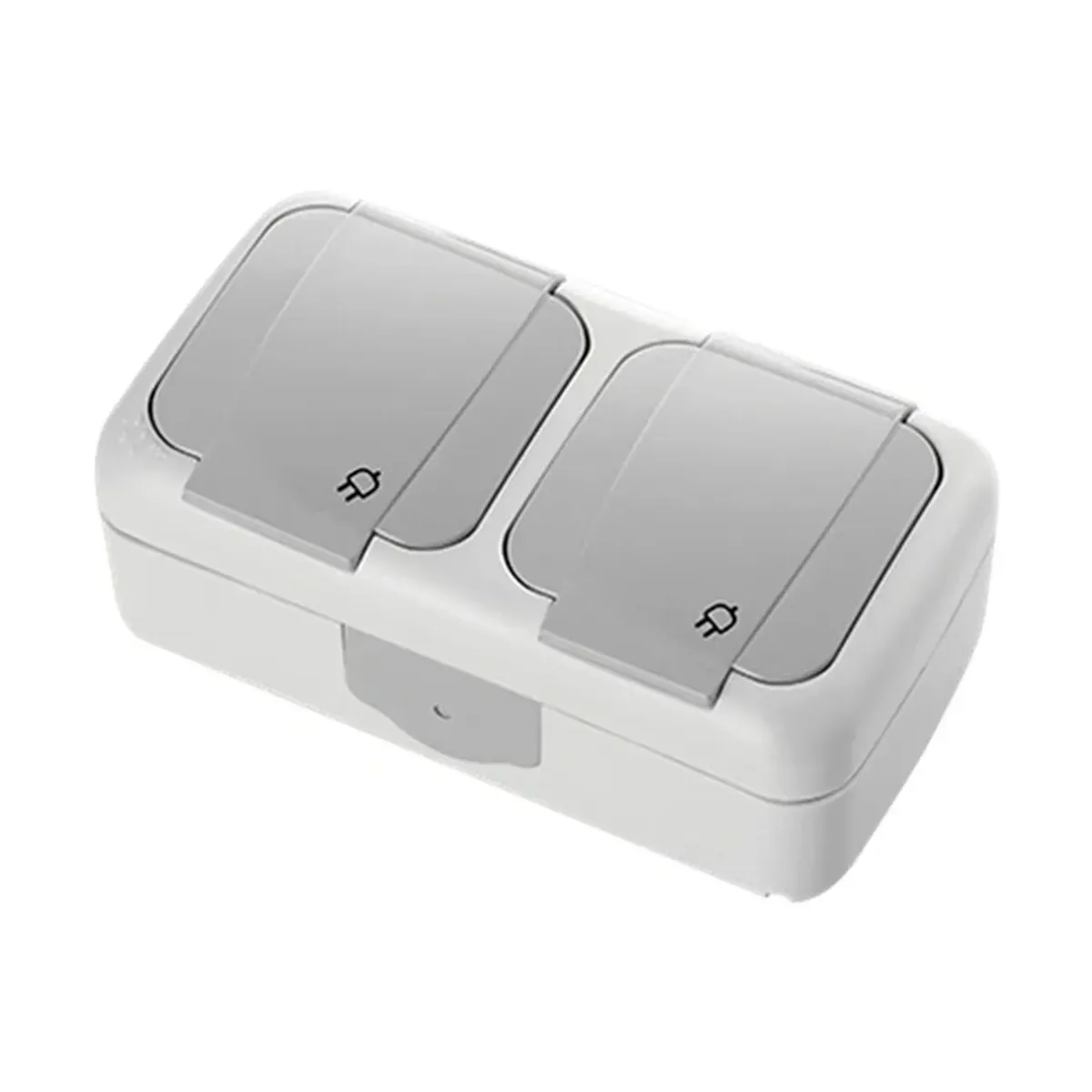 Viko Palmiye Surface-Mounted Gray Horizontal Double Grounded Socket IP54