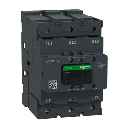 Schneider Electric LC1D115A6KUE TeSys Deca Kontaktör 115A 3P 100-250V ACDC — üretici katalog görseli