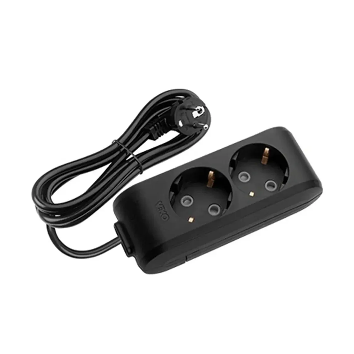 Viko Black Two-Socket Grounded Power Strip, with Cable - 3 Meter