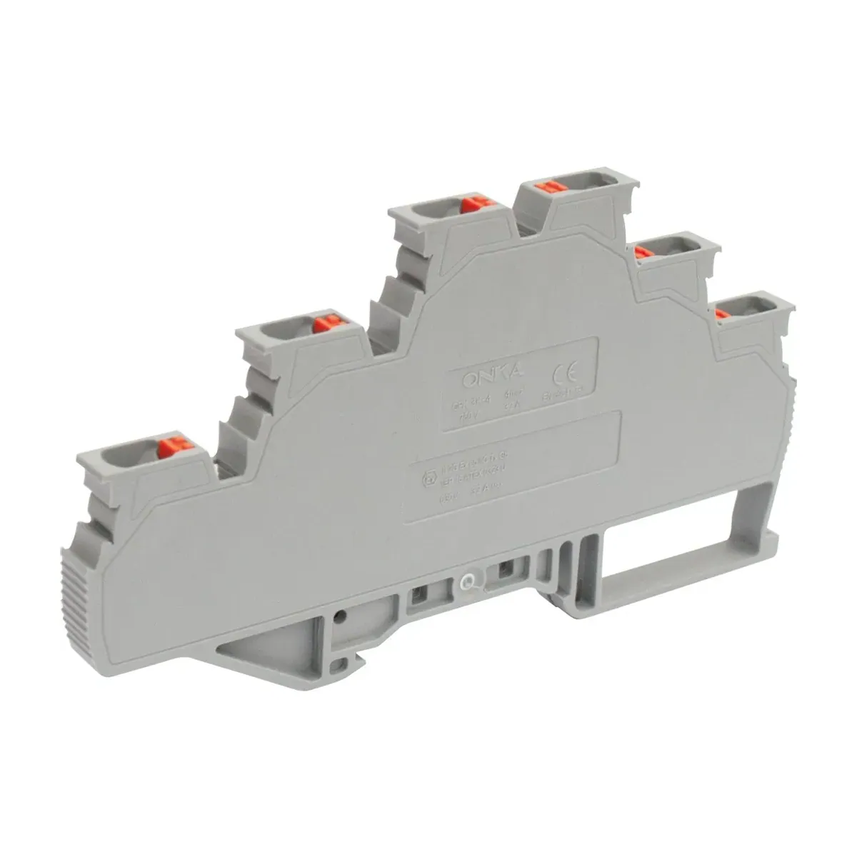 Onka OPK-3K 4mm2 Monoblock Spring-Connection Triple-Level Terminal Block Gray