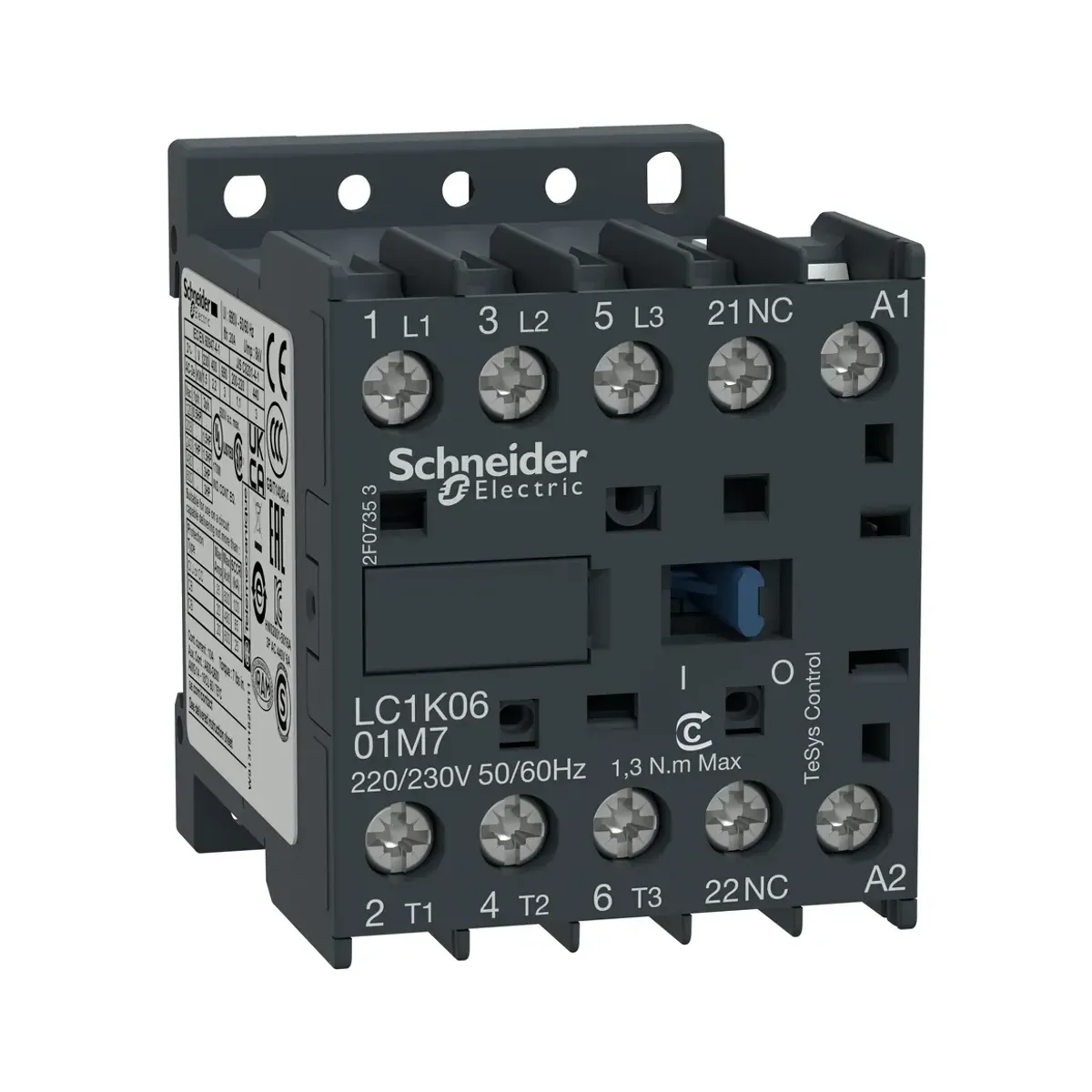 Schneider LC1K0901B7 TeSys K Kontaktör 3P(3 NA) AC-3 = 440V 9A 24V AC bobin