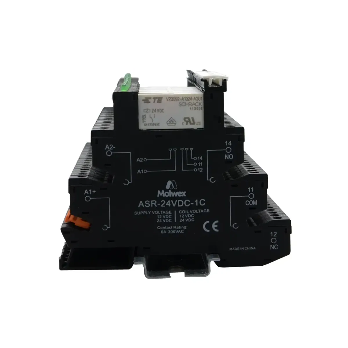 Molwex ASR-230VAC/DC-1C 1CO,10A, Relay + Socket, Screw Connection