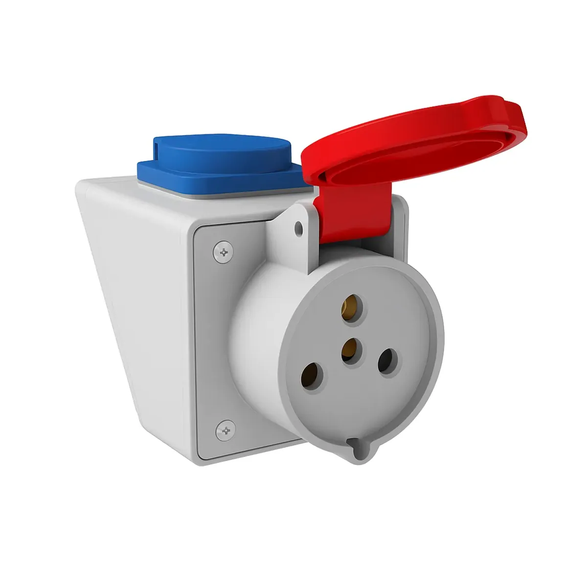 Tem 540.425.153 4x25A Three-Phase Angled Enclosed Wall Socket + Single-Phase Panel Socket
