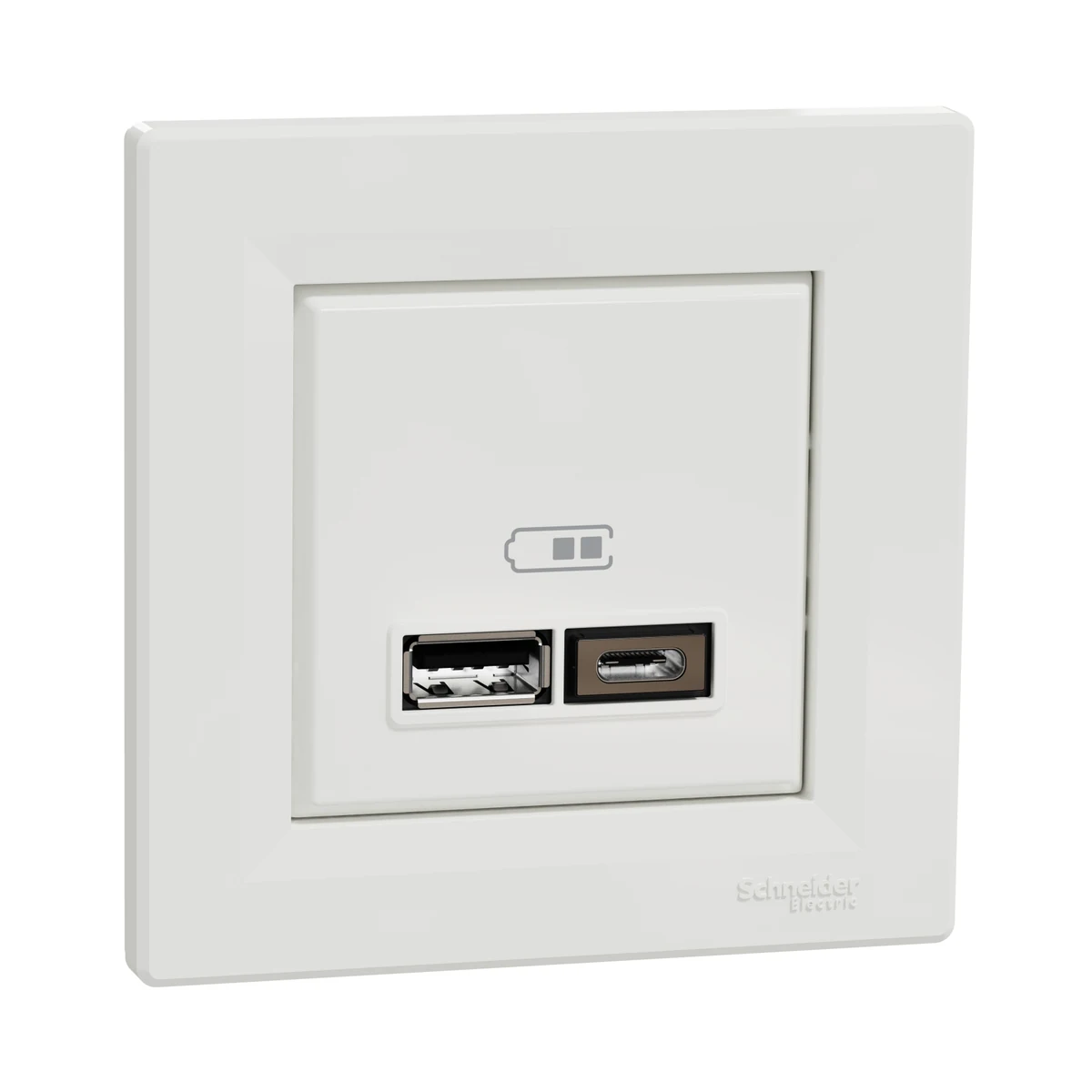 Schneider Electric EPH2700321 USB Prizi, 2.4A, ikili, Type A+C, beyaz — üretici ürün görseli